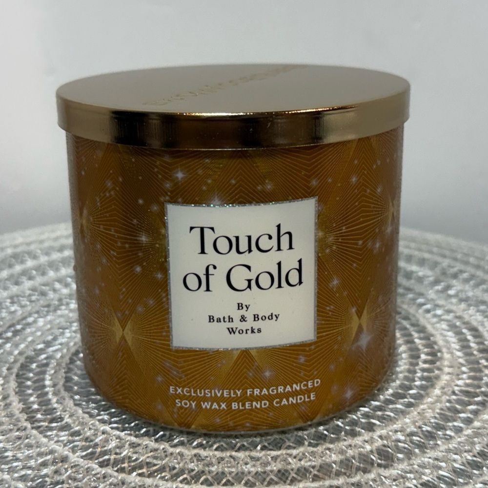 BBW Touch of Gold 3 Wick Scented Candle NWT